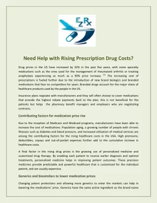 Need Help with Rising Prescription Drug Costs?
