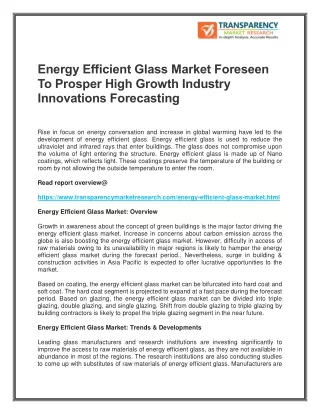 Energy Efficient Glass Market Foreseen To Prosper High Growth Industry Innovations Forecasting