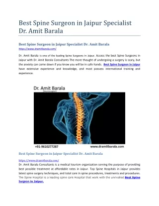 Best Spine Surgeon in Jaipur Specialist Dr. Amit Barala
