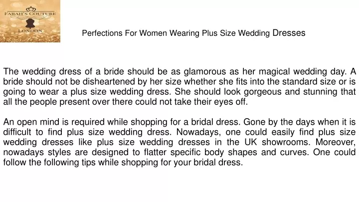 perfections for women wearing plus size wedding