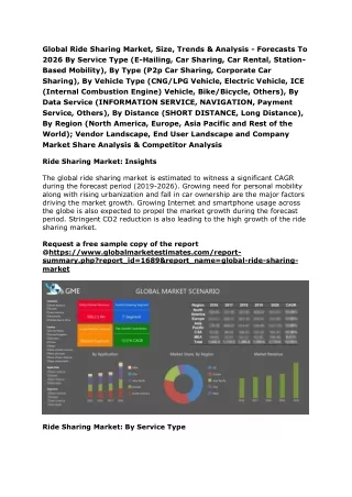 Global Ride Sharing Market, Size, Trends & Analysis - Forecasts To 2026