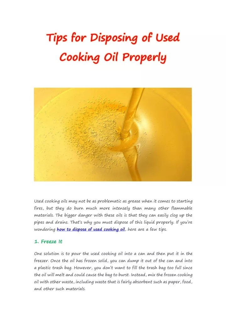 used cooking oils may not be as problematic