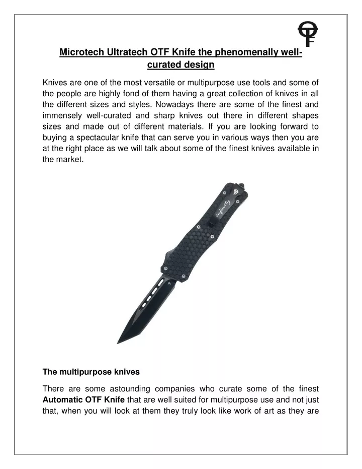 microtech ultratech otf knife the phenomenally