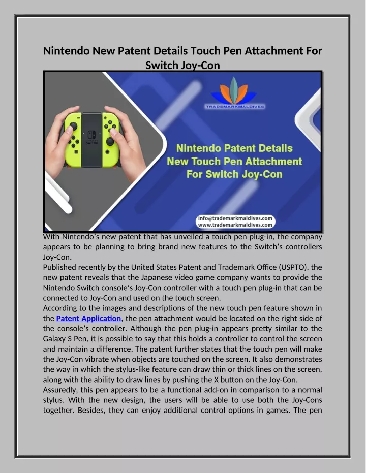 nintendo new patent details touch pen attachment