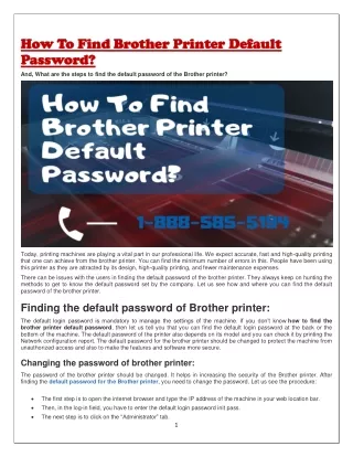 How To Find Brother Printer Default Password?