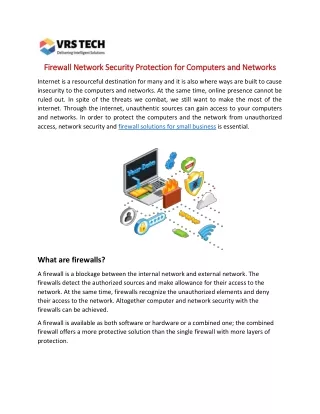 Firewall Network Security Protection for Computers and Networks