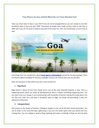 Why Goa Must be on Your Bucket List?