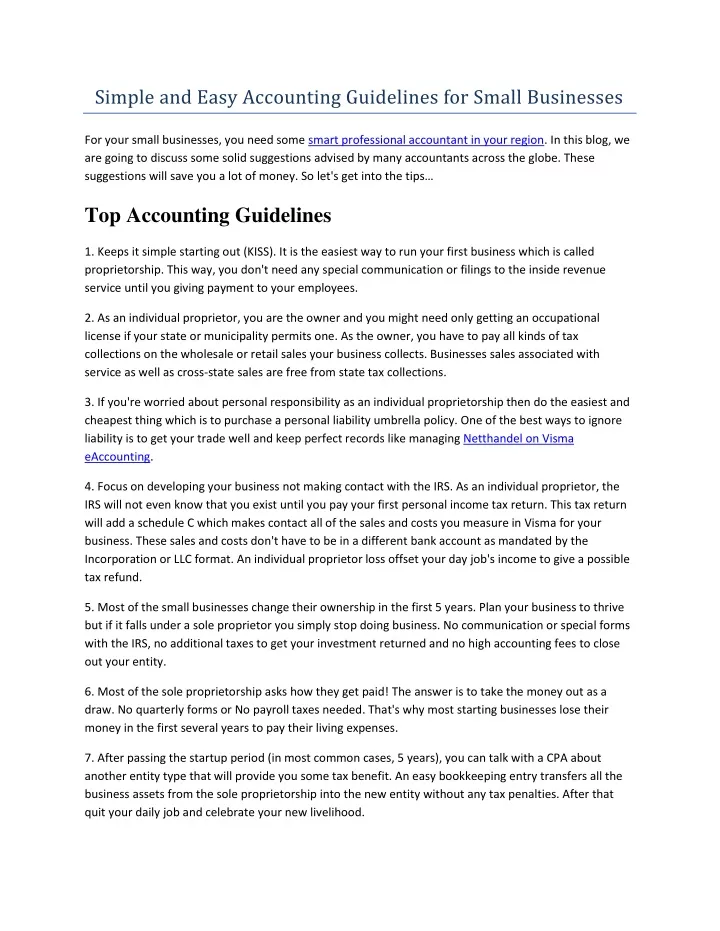simple and easy accounting guidelines for small