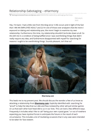relationship sabotaging eharmony