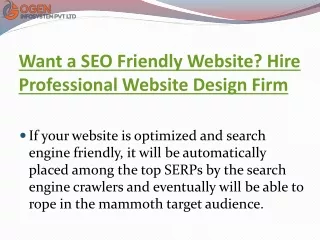 Want a SEO Friendly Website? Hire Professional Website Design Firm