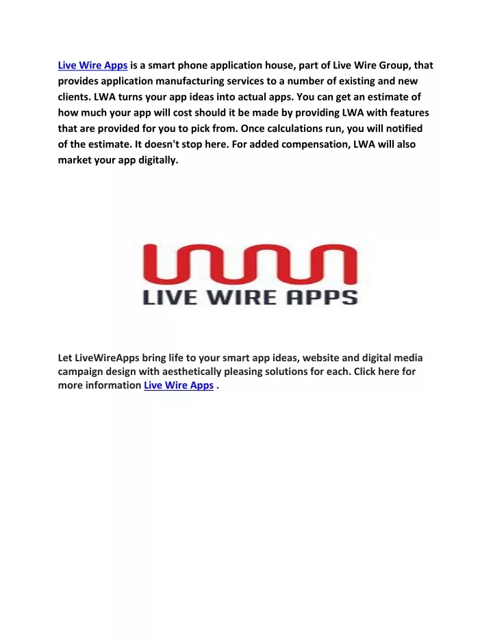 live wire apps is a smart phone application house