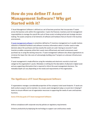 How do you define IT Asset Management Software