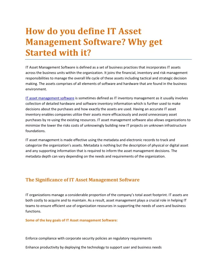 how do you define it asset management software