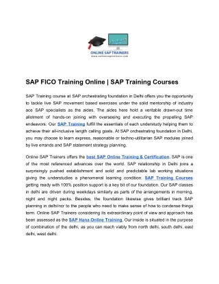 SAP FICO Training Online | SAP Training Courses