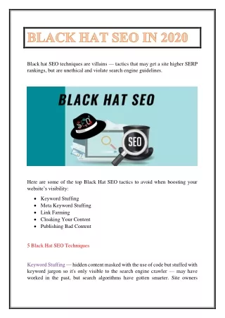 Black Hat SEO Techniques