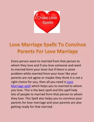 Love Marriage Spells To Convince Parents For Love Marriage