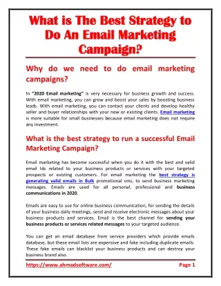What is the best strategy to do an email marketing campaign