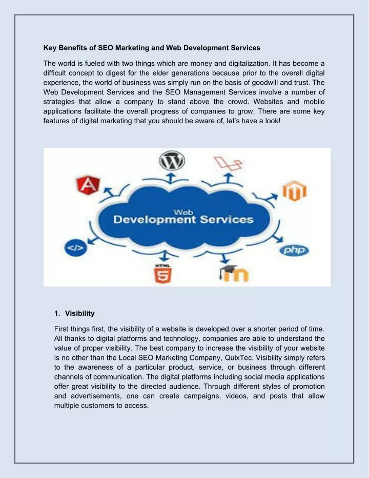 key benefits of seo marketing and web development