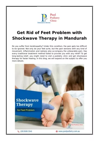 Get Rid of Feet Problem with Shockwave Therapy in Mandurah