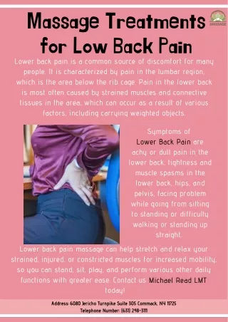Massage Treatments for Low Back Pain