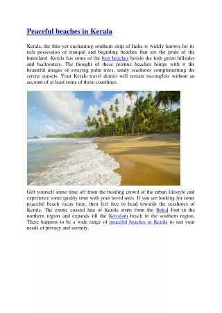 Peaceful beaches in Kerala | Kerala tour package