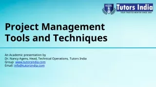 Project Management Tools and techniques- Tutorsindia.com