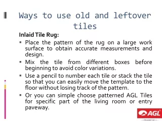 Ways to use old and leftover tiles - AGL Tiles