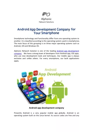 Android App Development Company- Alphonic