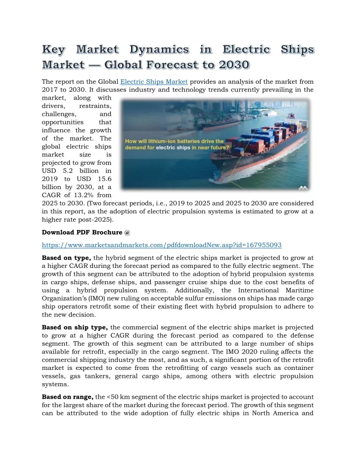 the report on the global electric ships market