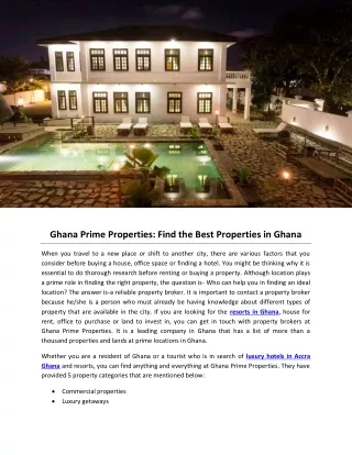 Ghana Prime Properties: Find the Best Properties in Ghana