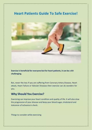 Heart Patients Guide To Safe Exercise!