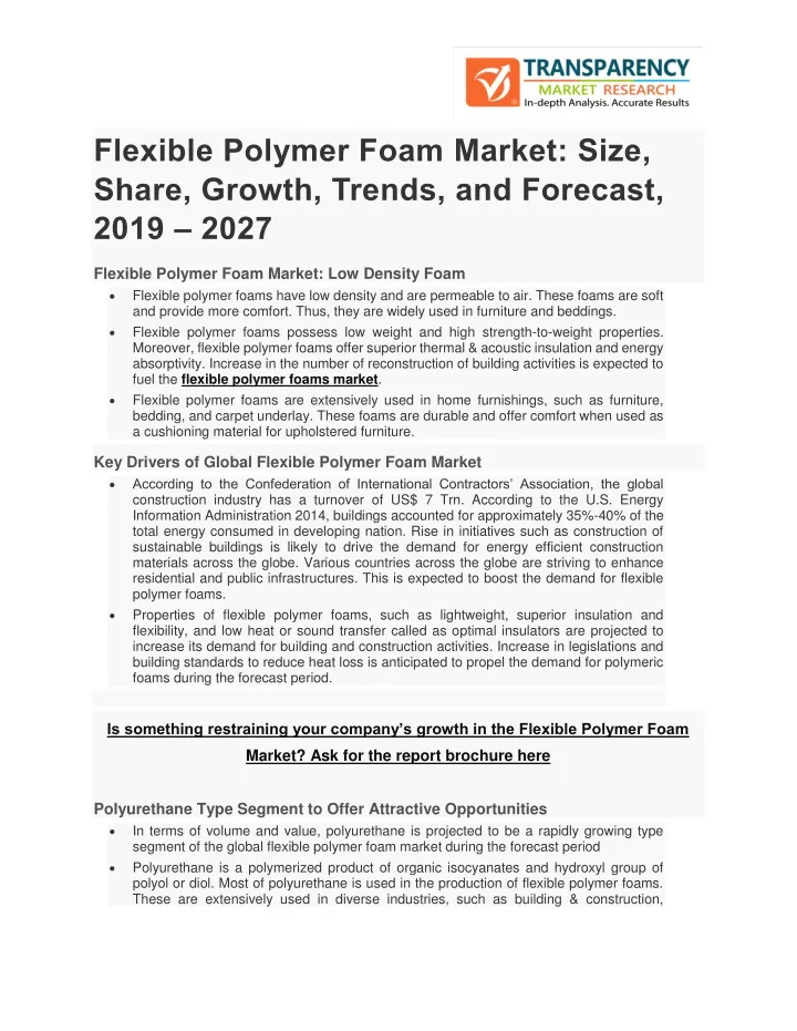 flexible polymer foam market size share growth