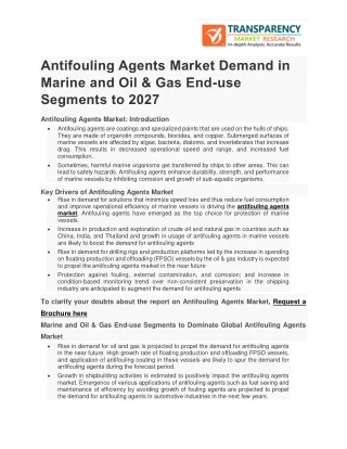 Antifouling Agents Market Demand in Marine and Oil & Gas End-use Segments to 2027