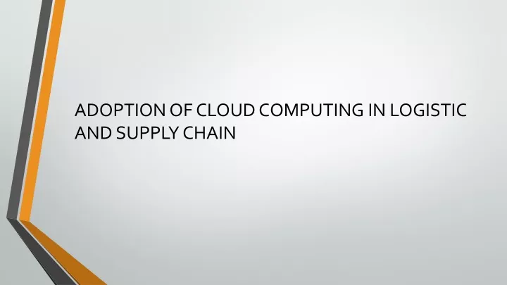 adoption of cloud computing in logistic