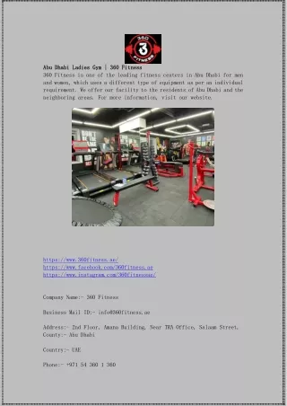 Abu Dhabi Ladies Gym | 360 Fitness