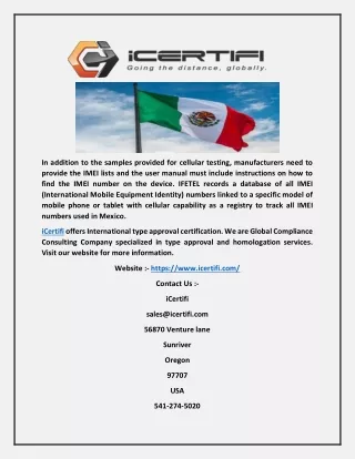 Mexico – All Devices With Cellular Bands Must Be Tested