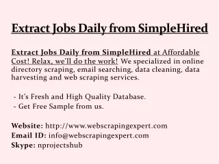 Extract Jobs Daily from SimpleHired