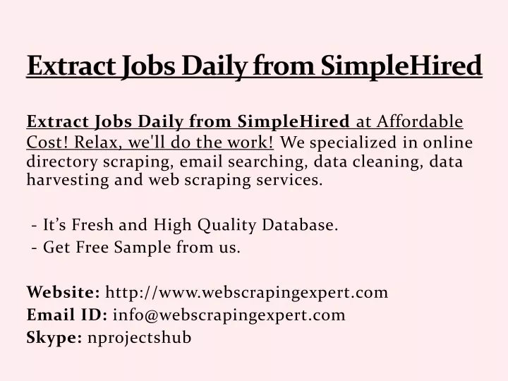 extract jobs daily from simplehired