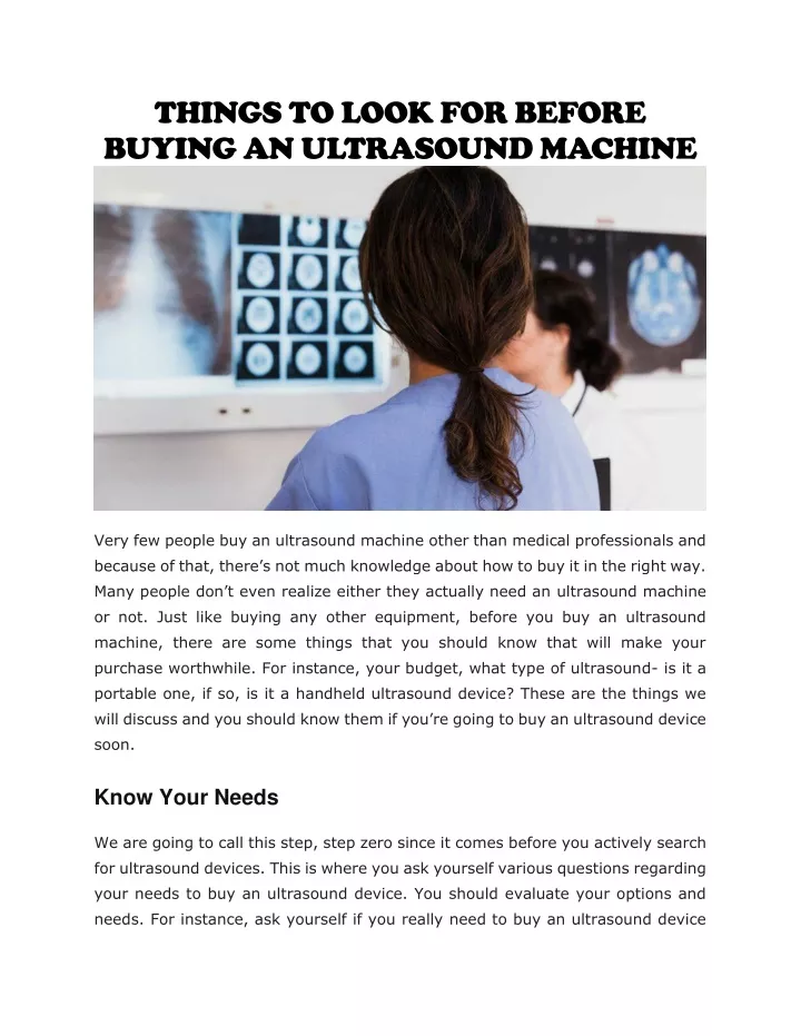 things to look for before buying an ultrasound