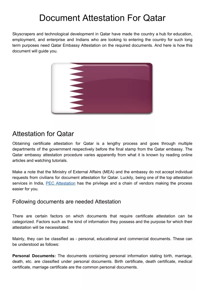 document attestation for qatar