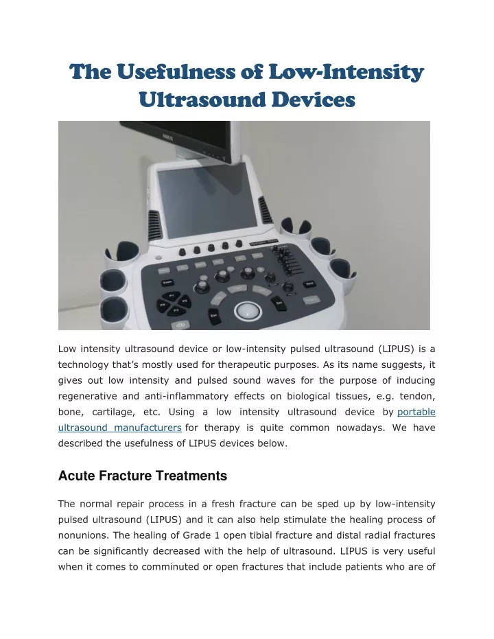 the usefulness of low intensity ultrasound devices