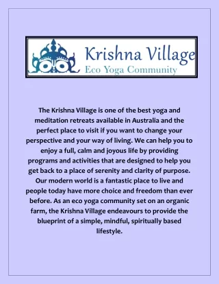 Wellness Retreats - Krishna Village