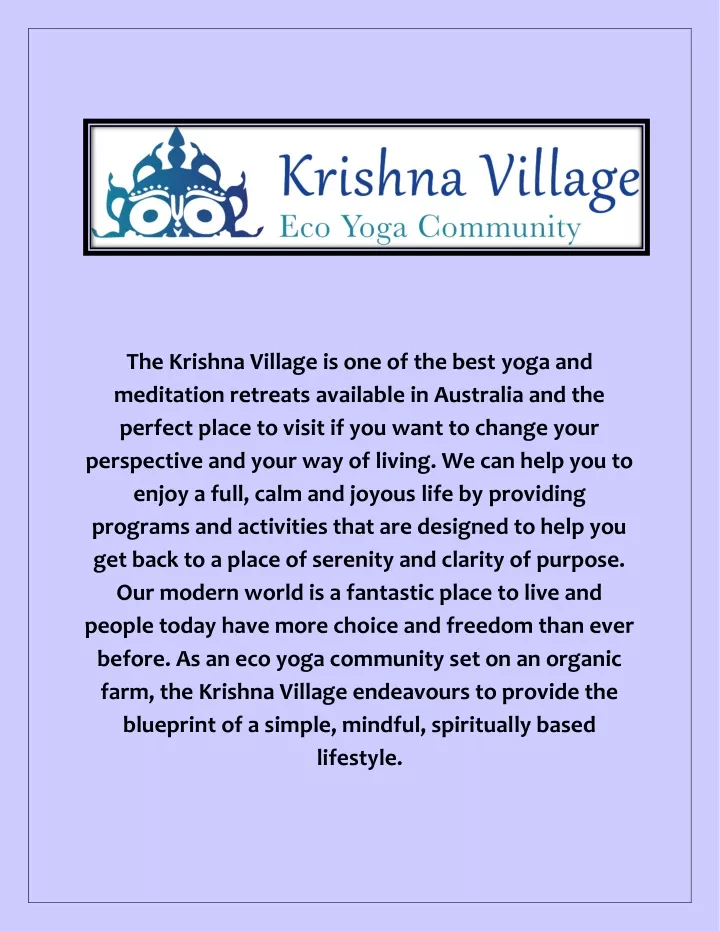 the krishna village is one of the best yoga