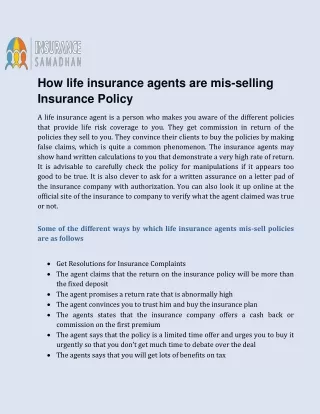 How life insurance agents are mis-selling Insurance Policy