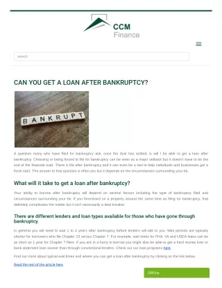 Can You Get A Loan After Bankruptcy?