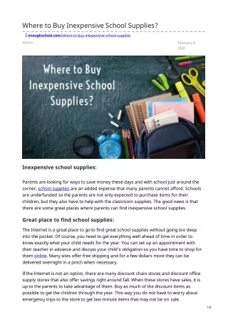 Where to Buy Inexpensive School Supplies?