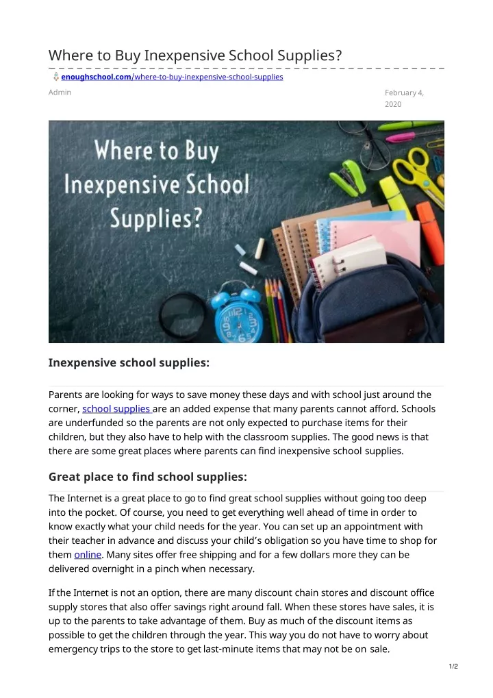 where to buy inexpensive school supplies