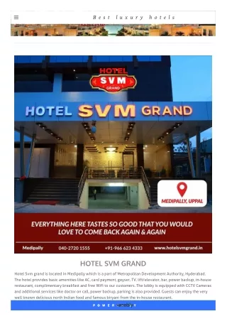 Best Luxury Hotel Rooms in Uppal | SVM Grand