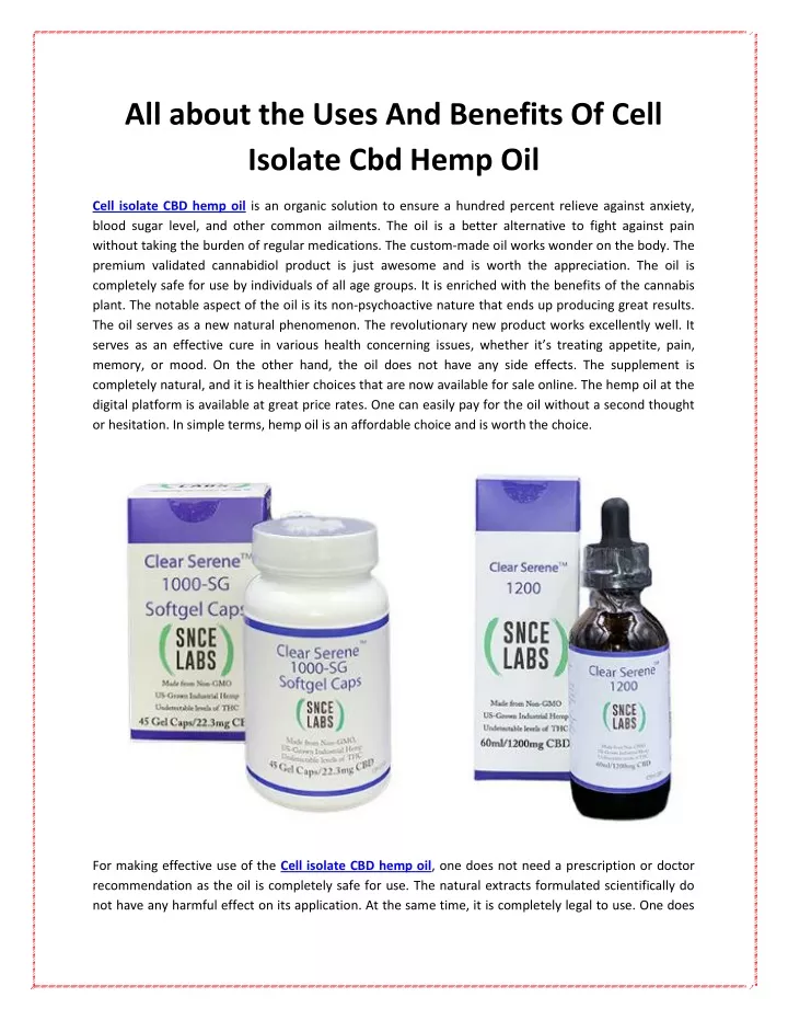 all about the uses and benefits of cell isolate