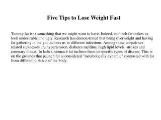 Five Tips to Lose Weight Fast